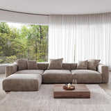 Modern Sectional Corduroy Modular Couch with Chaise Ottoman with Removable Covers