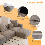 Modern Sectional Corduroy Modular Couch with Chaise Ottoman with Removable Covers