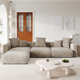 Modern Sectional Corduroy Modular Couch with Chaise Ottoman with Removable Covers