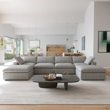 6pc Cloud Modular Sectional With 2 Storage Ottomans in Grey