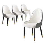 White & Gray PU Leather Dining Chair with Solid Wood Metal Legs (Set of 4)