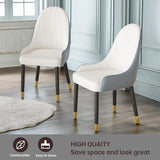 White & Gray PU Leather Dining Chair with Solid Wood Metal Legs (Set of 4)