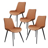人造皮革软垫棕色餐椅（4 件套） 
