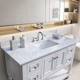 43 in. D x 22 in. W Single Sink Stone Vanity Top in White with Undermount Basin