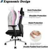 Ergonomic Office Chair with Adjustable Headrest and Seat Height, Breathable Mesh Seat and Back