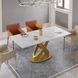 Contemporary Design 71" Engineered Marble Top Dining Table