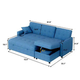 81.9'' Reversible Multifunctional Fabric Sofa Sleeper