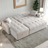 81.9'' Reversible Multifunctional Fabric Sofa Sleeper