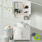 Storage cabinet with adjustable Inside Shelf, and Wood Towel Bars(white)
