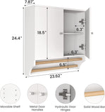 Storage cabinet with adjustable Inside Shelf, and Wood Towel Bars(white)